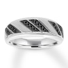 Previously Owned Men's Black Diamond Band 1/4 ct tw Round-cut 10K White Gold