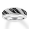 Thumbnail Image 0 of Previously Owned Men's Black Diamond Band 1/4 ct tw Round-cut 10K White Gold - Size 13