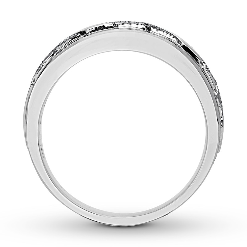 Previously Owned Men's Black Diamond Band 1/4 ct tw Round-cut 10K White Gold