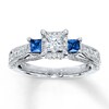 Thumbnail Image 1 of Previously Owned Diamond/Sapphire Ring 1 ct tw Princess & Round-cut 14K White Gold - Size 10