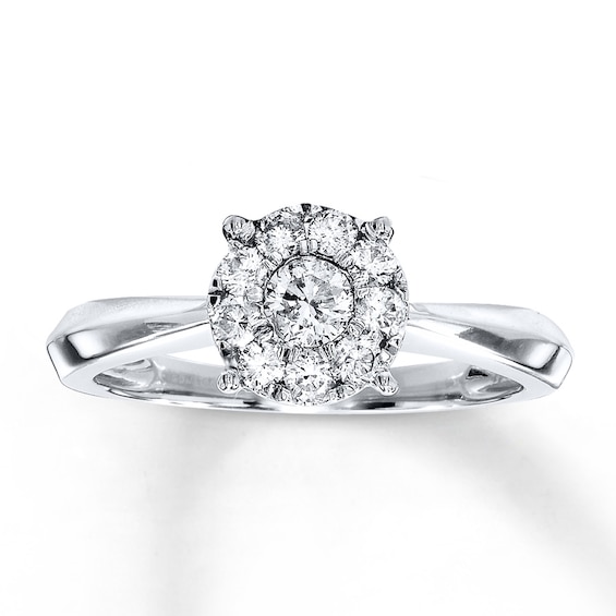 Previously Owned Diamond Engagement Ring 1/2 ct tw Round-cut 14K White Gold Size 4