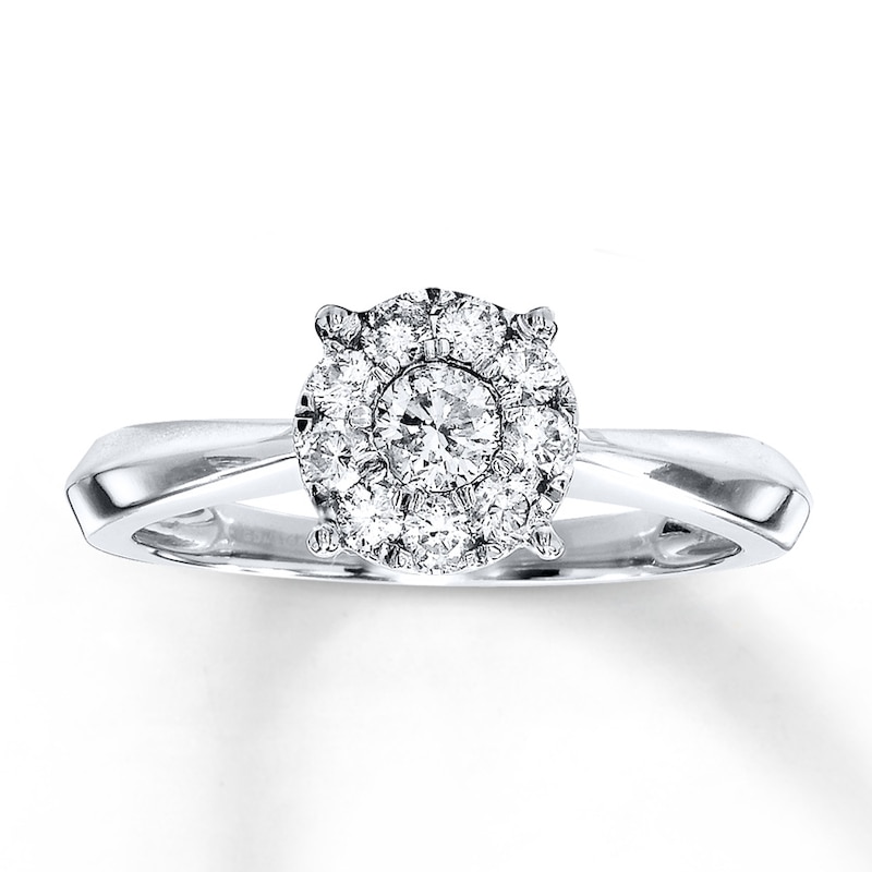 Main Image 1 of Previously Owned Diamond Engagement Ring 1/2 ct tw Round-cut 14K White Gold Size 4