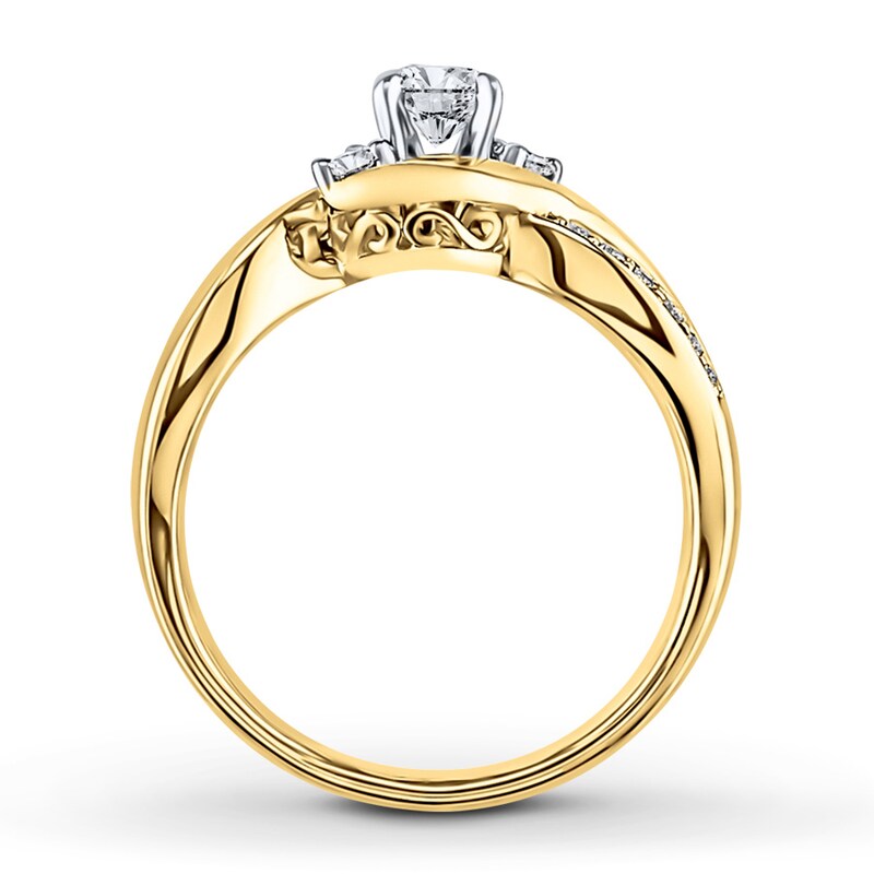 Main Image 2 of Previously Owned Three-Stone Diamond Engagement Ring 3/8 ct tw Round-cut 14K Yellow Gold - Size 11