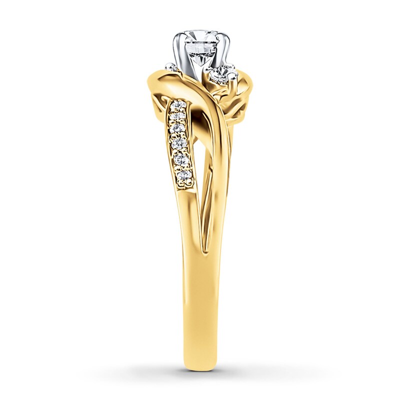 Main Image 3 of Previously Owned Three-Stone Diamond Engagement Ring 3/8 ct tw Round-cut 14K Yellow Gold - Size 11