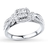 Thumbnail Image 1 of Previously Owned Diamond Engagement Ring 1/2 ct tw Princess & Round-cut 10K White Gold - Size 10