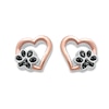 Thumbnail Image 0 of Previously Owned Pet Love Paw Print Earrings Black Diamonds Sterling Silver & 10K Rose Gold