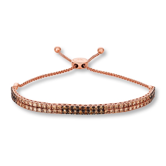 Previously Owned Le Vian Ombre Bolo Bracelet 3 ct tw Diamonds 14K Rose Gold 9.5"
