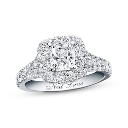 Previously Owned Neil Lane Engagement Ring 2-1/6 ct tw Cushion & Round-cut Diamonds 14K White Gold - Size 5