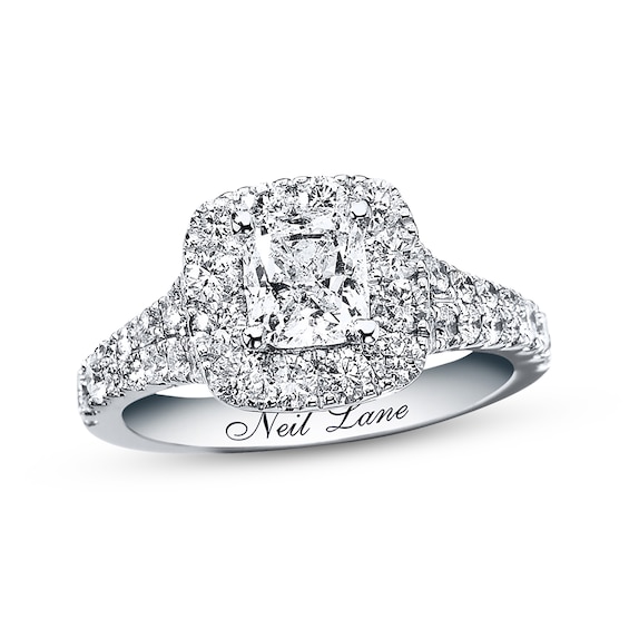 Previously Owned Neil Lane Engagement Ring 2-1/6 ct tw Cushion & Round-cut Diamonds 14K White Gold Size