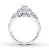 Thumbnail Image 2 of Previously Owned Angel Sanchez Engagement Ring 3/4 ct tw Princess & Round-cut Diamonds 14K White Gold