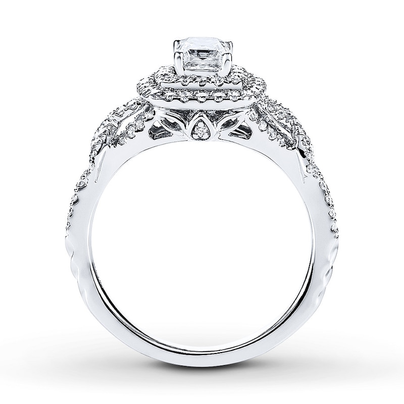 Main Image 2 of Previously Owned Angel Sanchez Engagement Ring 3/4 ct tw Princess & Round-cut Diamonds 14K White Gold