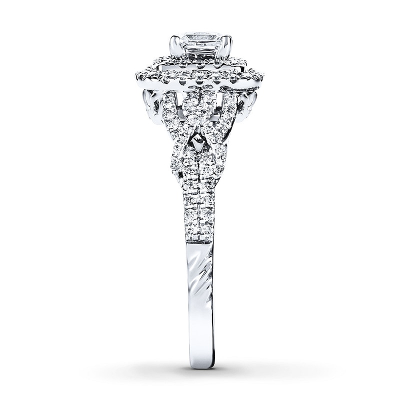 Main Image 3 of Previously Owned Angel Sanchez Engagement Ring 3/4 ct tw Princess & Round-cut Diamonds 14K White Gold