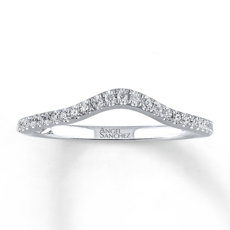 Previously Owned Angel Sanchez Wedding Band 1/6 ct tw Round-cut Diamonds 14K White Gold