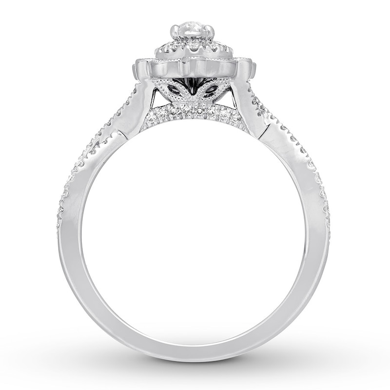 Main Image 2 of Previously Owned Neil Lane Diamond Engagement Ring 5/8 ct tw Oval & Round-cut 14K White Gold