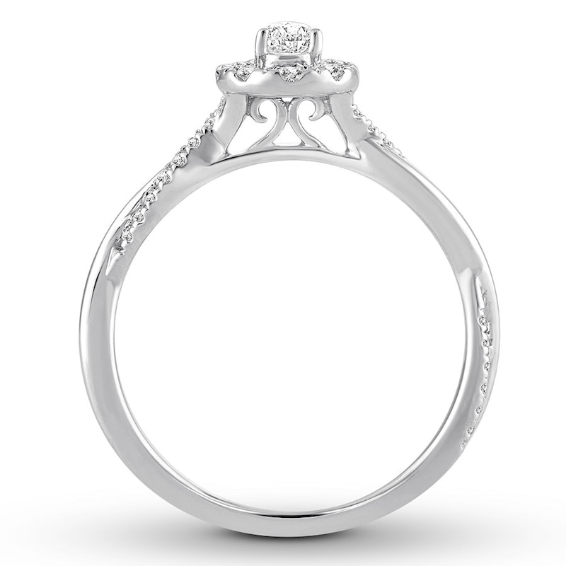 Previously Owned Pear-Shaped Diamond Engagement Ring 1/2 ct tw Pear & Round-cut 14K White Gold