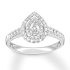 Thumbnail Image 0 of Previously Owned Diamond Engagement Ring 1/2 ct tw Pear & Round-cut 14K White Gold