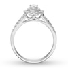 Thumbnail Image 1 of Previously Owned Diamond Engagement Ring 1/2 ct tw Pear & Round-cut 14K White Gold