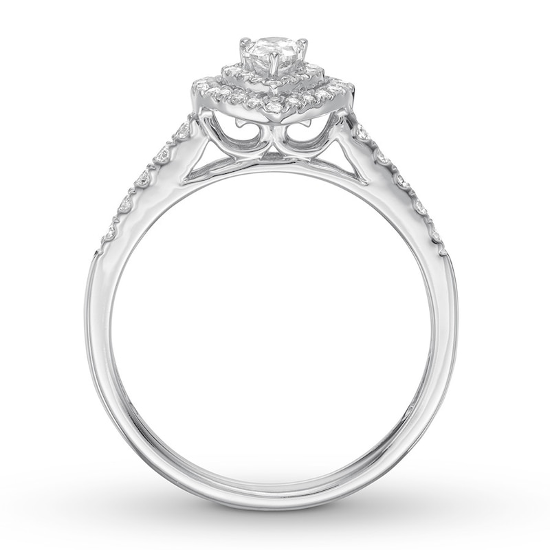 Previously Owned Diamond Engagement Ring 1/2 ct tw Pear & Round-cut 14K White Gold