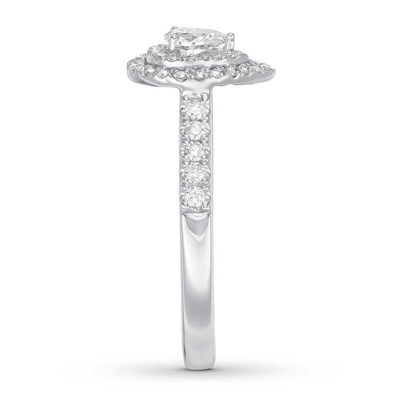 Main Image 3 of Previously Owned Diamond Engagement Ring 1/2 ct tw Pear & Round-cut 14K White Gold
