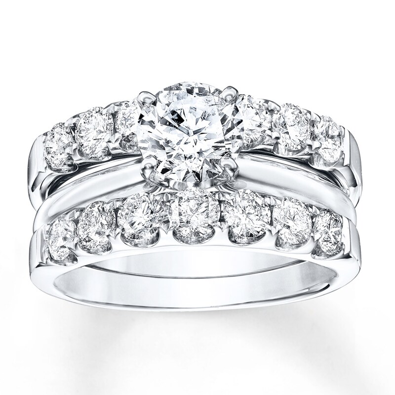 Main Image 4 of Previously Owned Diamond Enhancer Ring 1-1/2 ct tw Round-cut Diamonds 14K White Gold