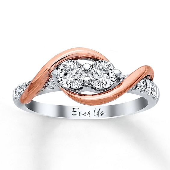 Previously Owned Ever Us Two-Stone Anniversary Ring Diamond Ring 3/4 ct tw Round-cut 14K Two-Tone Gold