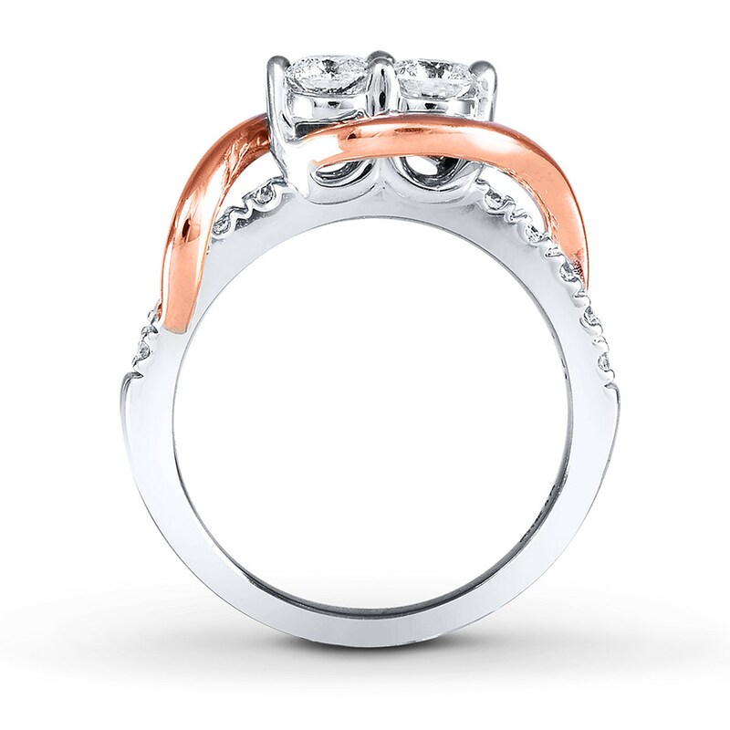 Main Image 2 of Previously Owned Ever Us Two-Stone Anniversary Ring Diamond Ring 3/4 ct tw Round-cut 14K Two-Tone Gold