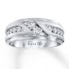 Thumbnail Image 1 of Previously Owned Ever Us Men's Two-Stone Wedding Band 1 ct tw Round-cut Diamonds 14K White Gold