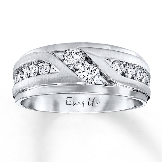 Thumbnail Image 1 of Previously Owned Ever Us Men's Two-Stone Wedding Band 1 ct tw Round-cut Diamonds 14K White Gold