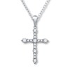 Thumbnail Image 1 of Previously Owned Diamond Cross Necklace 1/2 ct tw Round-cut 10K White Gold