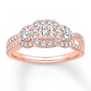 Thumbnail Image 1 of Previously Owned Diamond Engagement Ring 7/8 ct tw Princess & Round-cut 14K Rose Gold