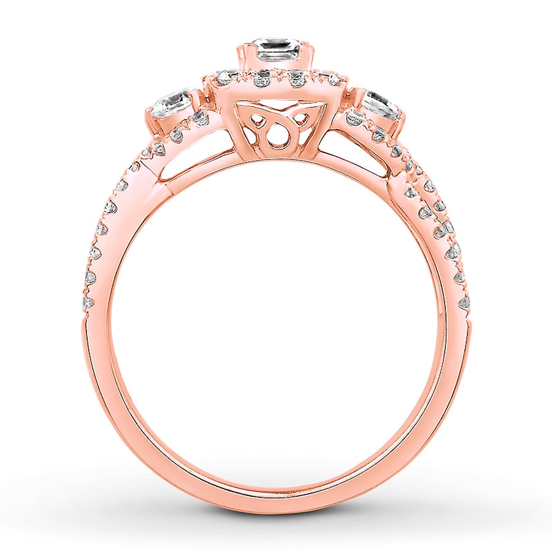 Main Image 2 of Previously Owned Diamond Engagement Ring 7/8 ct tw Princess & Round-cut 14K Rose Gold