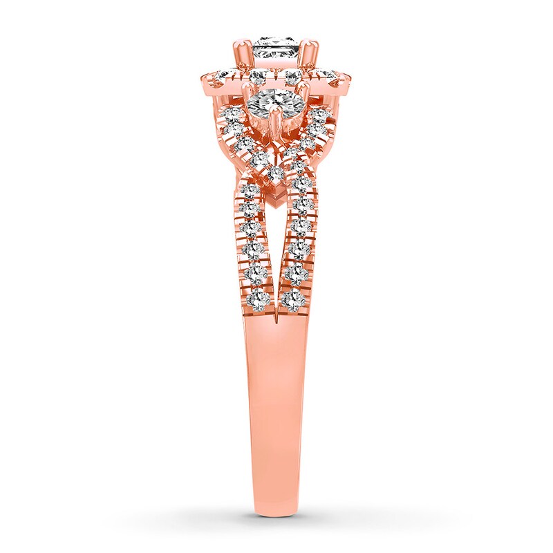 Main Image 3 of Previously Owned Diamond Engagement Ring 7/8 ct tw Princess & Round-cut 14K Rose Gold