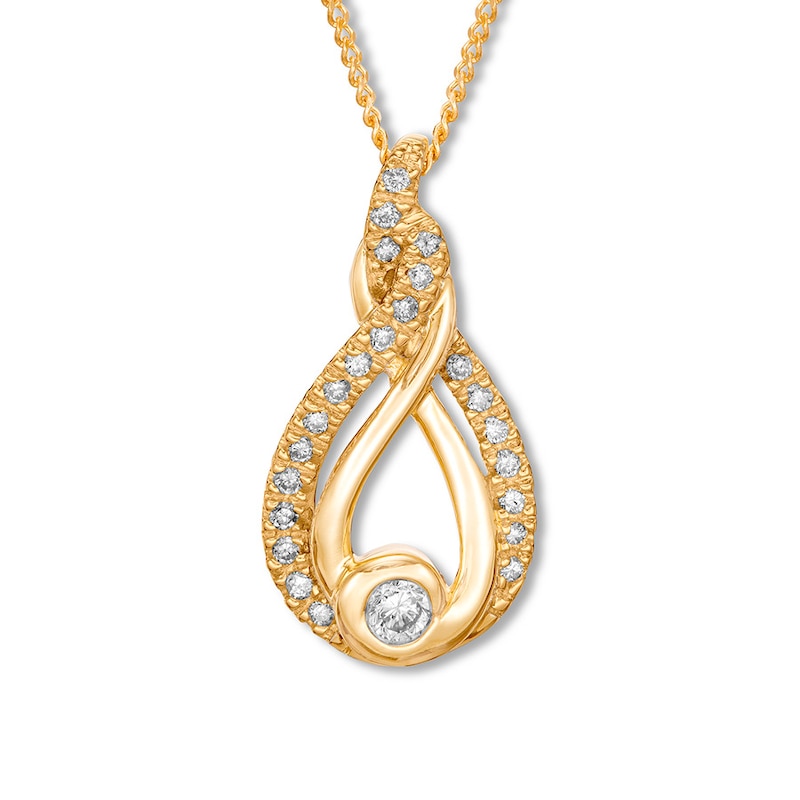 Main Image 1 of Previously Owned Interwoven Diamond Necklace 1/5 ct tw Round-cut 10K Yellow Gold 19&quot;