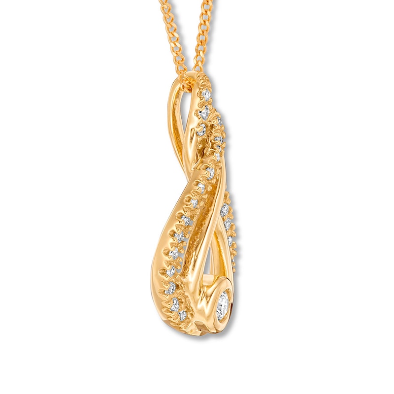 Main Image 2 of Previously Owned Interwoven Diamond Necklace 1/5 ct tw Round-cut 10K Yellow Gold 19&quot;