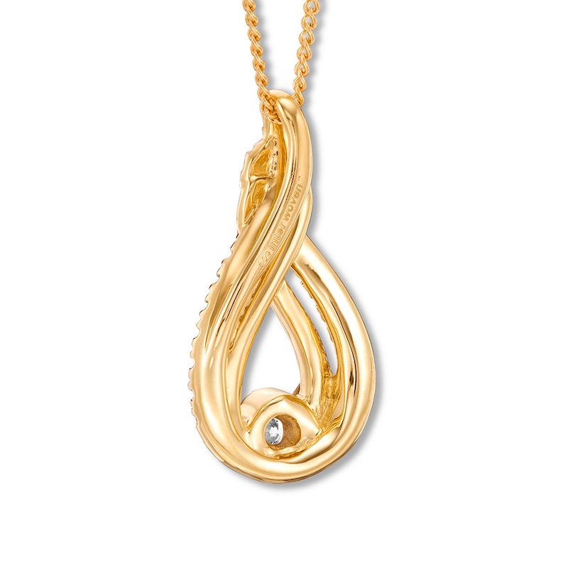 Main Image 4 of Previously Owned Interwoven Diamond Necklace 1/5 ct tw Round-cut 10K Yellow Gold 19&quot;