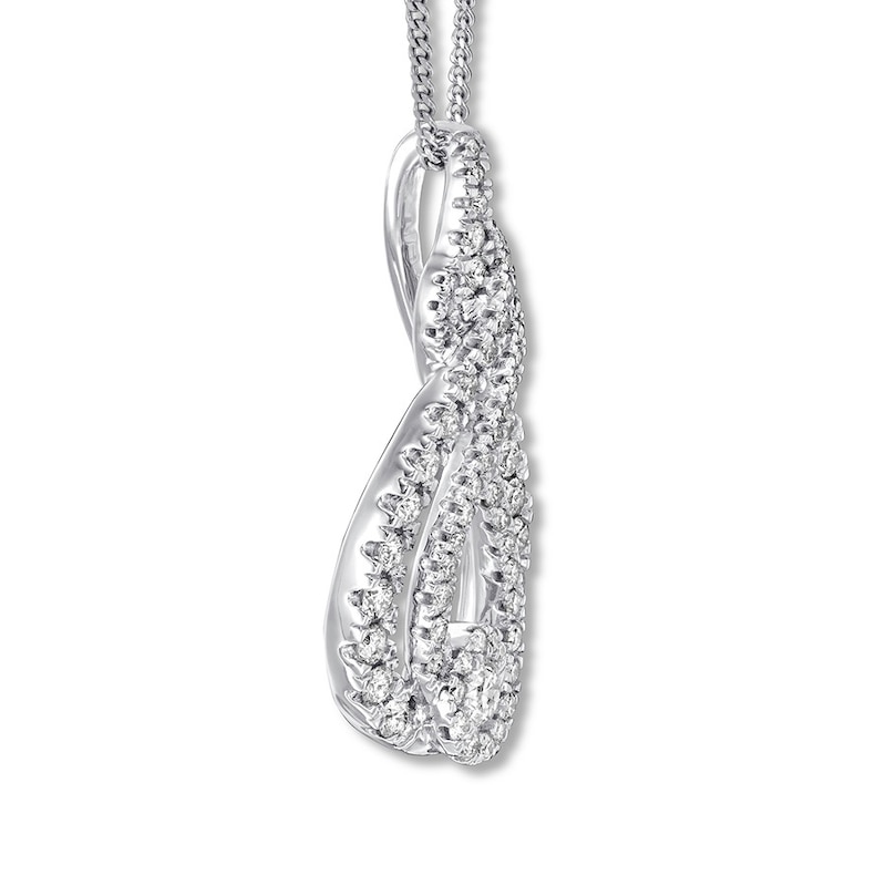Main Image 2 of Previously Owned Interwoven Diamond Necklace 1 ct tw Round-cut 10K White Gold 19&quot;