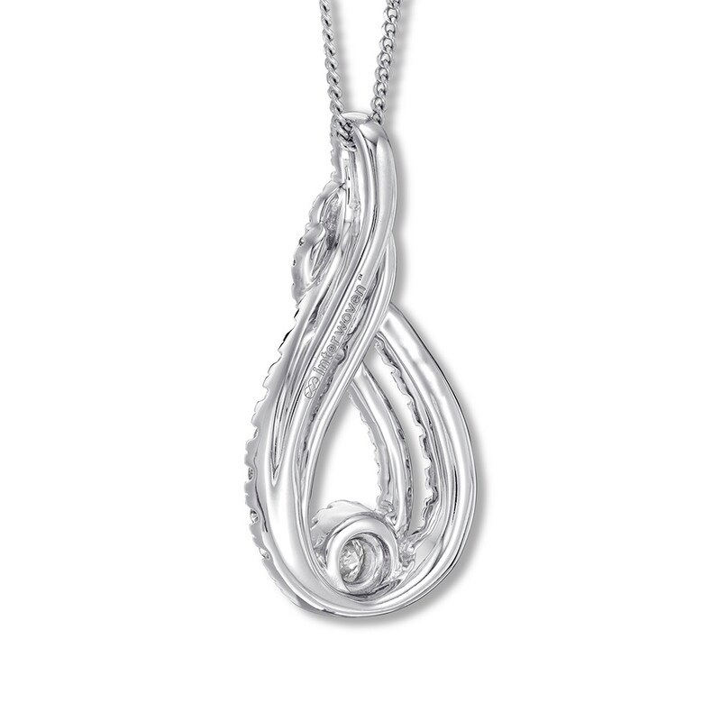 Main Image 4 of Previously Owned Interwoven Diamond Necklace 1 ct tw Round-cut 10K White Gold 19&quot;