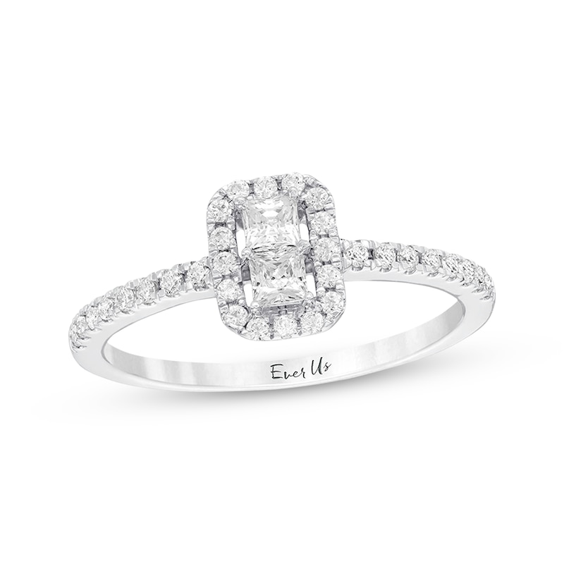 Previously Owned Ever Us Diamond Ring 3/8 ct tw Princess/Round 10K White Gold