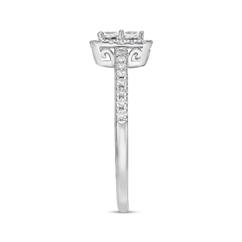 Previously Owned Ever Us Diamond Ring 3/8 ct tw Princess/Round 10K White Gold