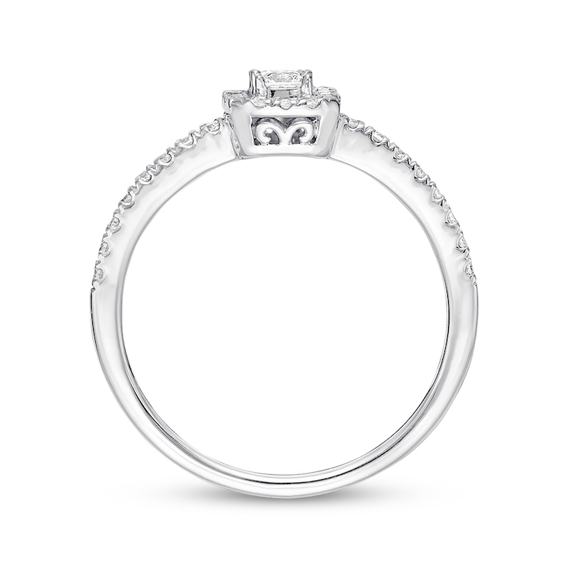 Previously Owned Ever Us Diamond Ring 3/8 ct tw Princess/Round 10K White Gold