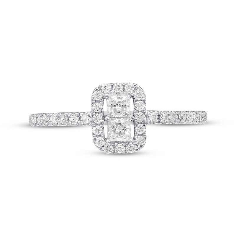 Previously Owned Ever Us Diamond Ring 3/8 ct tw Princess/Round 10K White Gold