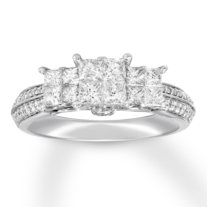 Main Image 1 of Previously Owned Diamond Engagement Ring 1 ct tw Princess & Round-cut 14K White Gold