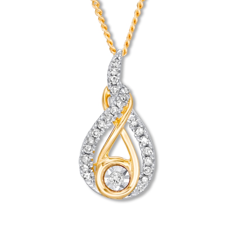 Main Image 1 of Previously Owned Interwoven Diamond Necklace 1/10 ct tw 10K Yellow Gold 19&quot;