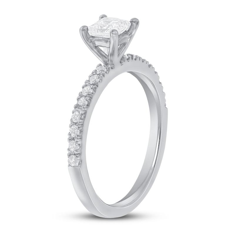 Main Image 2 of Previously Owned Diamond Engagement Ring 5/8 ct tw Princess/Round 14K White Gold