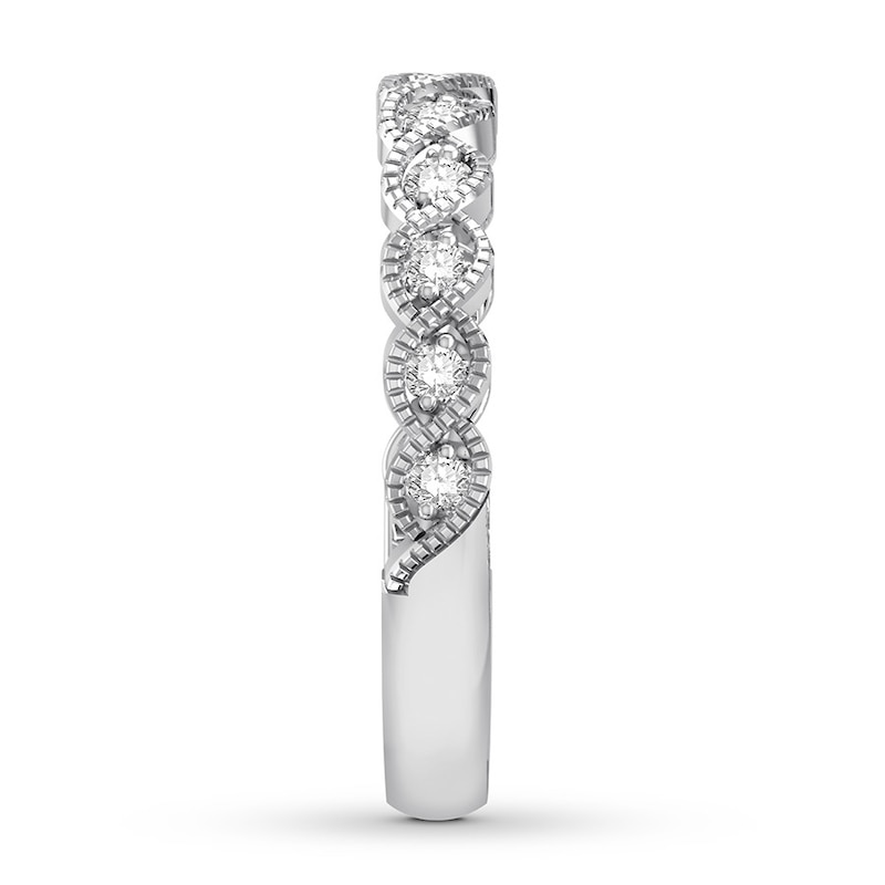 Main Image 3 of Previously Owned Diamond Wedding Band 1/5 ct tw Round-cut 14K White Gold