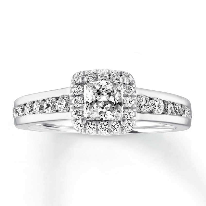 Previously Owned Diamond Engagement Ring 5/8 ct tw Princess & Round-cut 14K White Gold