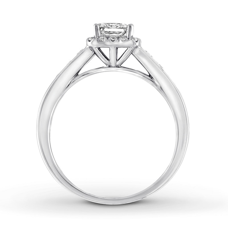Main Image 2 of Previously Owned Diamond Engagement Ring 5/8 ct tw Princess & Round-cut 14K White Gold