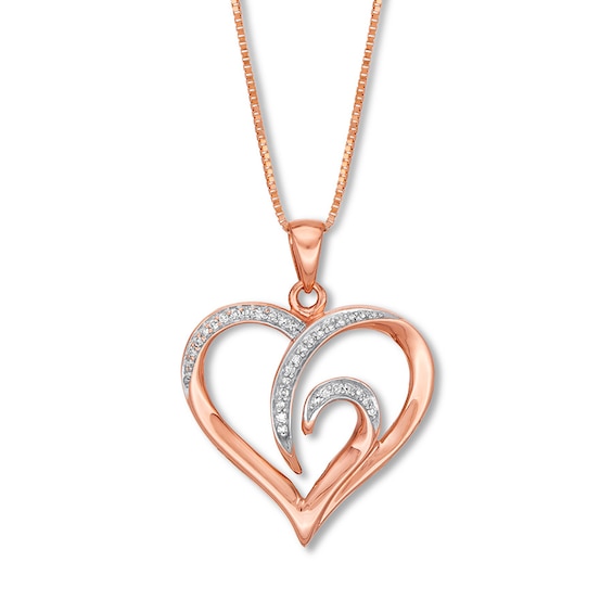 Previously Owned Diamond Heart Necklace 1/15 ct tw Round-cut 10K Rose Gold