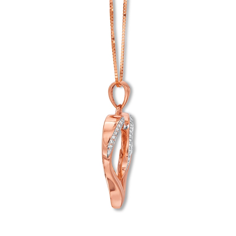 Main Image 2 of Previously Owned Diamond Heart Necklace 1/15 ct tw Round-cut 10K Rose Gold