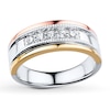 Thumbnail Image 1 of Previously Owned Men's Diamond Band 1/3 ct tw Round-cut 10K Tri-Color Gold